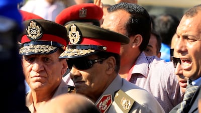 Mohammed Hussein Tantawi (C) attends the funeral of Egypt's former intelligence chief Omar Suleiman in Cairo on July 21, 2012. Reuters