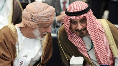 Omani foreign minister Yussef bin Alawi bin Abdullah (left) and Kuwaiti deputy prime minister Sheikh Mohammed Sabah Al Salem Al Sabah at the regional security summit in Manama on December 7. Oman has already said it will opt out of a plan to develop the GCC into a fully-fledged union. Mohammed Al Shaikh / AFP