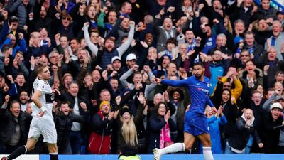 Ruben Loftus-Cheek, right, celebrates after scoring Chelsea's second goal in the 2-0 win over Fulham. Reuters