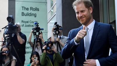 The Duke of Sussex departs the High Court in London after an earlier hearing in his lawsuit against a newspaper group. Reuters