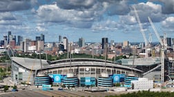 Etihad Stadium, home of Manchester City FC, with the regenerated Ancoats and New Islington neighbourhoods in the background. Getty Images