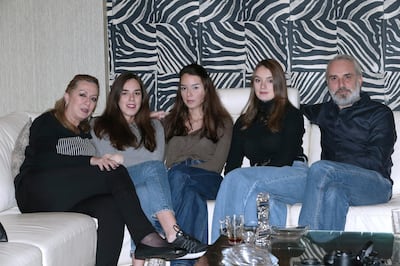 Nayla Itani, left, who is Lebanese, with her Syrian husband Mohammad Smouneh and their three daughters. EPA