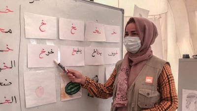 Yasmin Ameen, incentive teacher at Bardarash Camp. Alan Ayoubi/Norwegian Refugee Council