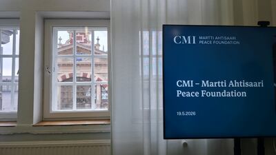 CMI Martti Ahtisaari Peace Foundation is a mediation organisation founded by the former Finnish president and Nobel Peace Prize winner,. Mohamad Ali Harisi / The National