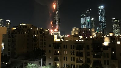 A fire in downtown Dubai on New Year’s Eve. Courtesy Dana Moukhallati
