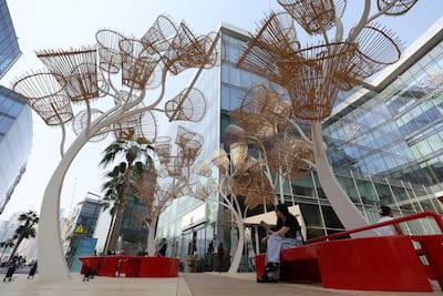 Woven Forest by Designlab Experience is another example of the communal installations at Dubai Design Week. Chris Whiteoak / The National