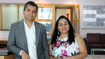 Arshi Kaura, right, the managing partner of Legends Accounting Services, was joined by her husband, Vikas Takhtani, once her business became successful enough. Satish Kumar / The National