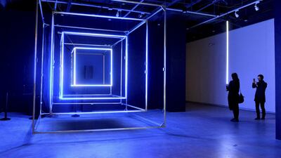 The Unfettered Language of Machines by Zheng Da. Lumen Prize Shortlist Interactive Award 2017. Featuring 240 metres of customized LED strip that includes 32640 LEDs, this installation monitors participant’s heartbeat is captured and then visualises this in light.