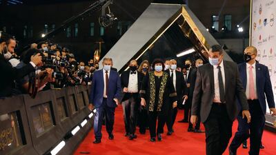 Egypt's Minister of Culture Enas Abdel-Dayem walks during the opening ceremony of the 42nd Cairo International Film Festival. Reuters