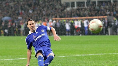 Chelsea captain John slips and misses from the spot during his team's Champions League final penalty shootout defeat against Manchester United in Moscow on May 21, 2008. All images PA