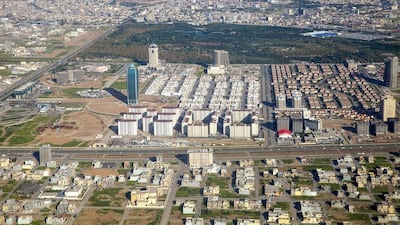 An aerial view of new housing estates in Erbil. Sami Abdul Rahman Park. Jane Sweeney / JAI / Corbis