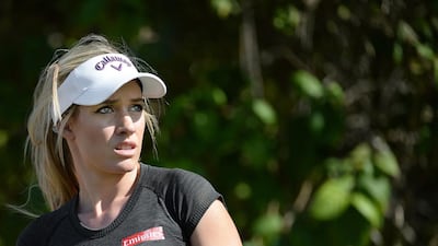Paige Spiranac of the United States watches a shot off the fifth tee at last year's Omega Dubai Ladies Masters golf tournament in Dubai on December 10, 2015. Martin Dokoupil / AP