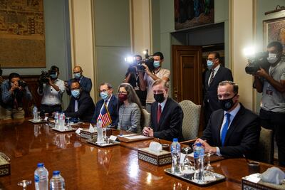 US National Security Adviser Jake Sullivan, seated second right, meets with Egyptian Foreign Minister Sameh Shoukry last week. AP Photo