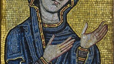 Byzantine-style mosaic of the Virgin, from Palermo Cathedral, Sicily, from 1130 to 1180AD. Courtesy Museo Diocesano di Palermo.