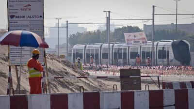 Construction work on the Dubai tram system. Razan Alzayani / The National