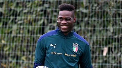 Mario Balotelli during Italy's training session at Centro Tecnico Federale di Coverciano in Florence. Getty