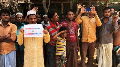 Rohingya refugees line the streets as United Nations Security Council convoy passes by, outside Kutupalong Refugee Camp in Cox's Bazar. Kevin Fogarty / Reuters