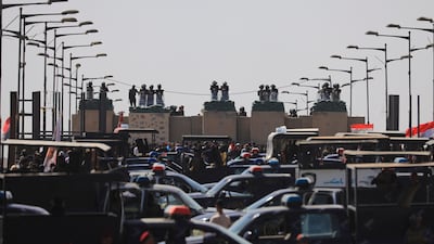 Security forces close a bridge leading to the Green Zone government areas. AP Photo