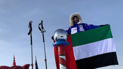 Emirati adventurer Abdulla Alahbabi, 26, endured temperatures of -50°C and camped in the snow on his epic journey to the South Pole where he placed the UAE flag. Courtesy Abdulla Alahbabi