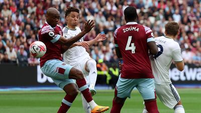 Rodrigo of Leeds United scores the first goal. Getty