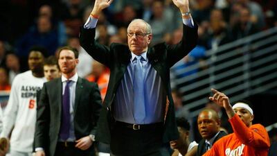 Syracuse coach Jim Boeheim during the 2016 NCAA Tournament in Chicago, Illinois. Jamie Squire/Getty Images