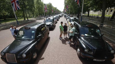 Up to an estimated 12,000 black-cab and licensed taxi drivers took part in the 'go-slow' demonstration in central London, to protest against Uber, a taxi-booking mobile app. Luke MacGregor / Reuters