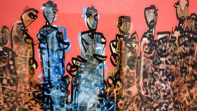 Engraving makes Bounoua's characters and letters pop out at the viewer.