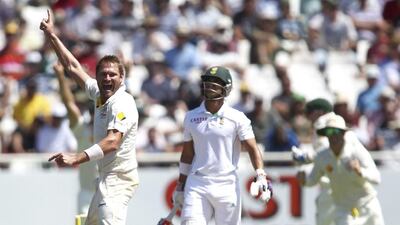 Australia managed to get the best out of Ryan Harris, left, despite the ageing fast bowler toiling for 24 overs. Shaun Roy / Reuters