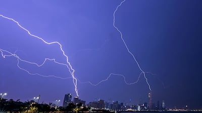Lightning streaks across the sky in Kuwait City, during a thunderstorm. AFP
