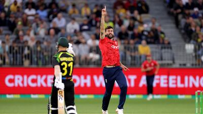 Reece Topley appeals successfully for the wicket of Cameron Green. EPA
