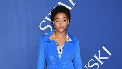 Amandla Stenberg in Rosie Assoulin. AP