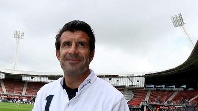 Luis Figo of Real Madrid Legends looks on prior to the Laureus KickOffForGood Charity Match. Christof Koepsel / Getty Images