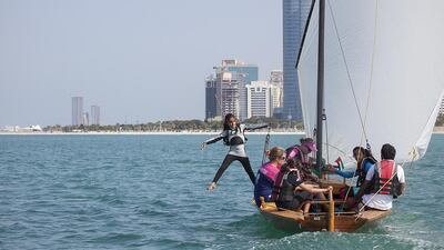 Nine-year-old Elyazia Al Mansoori during the event organised by Weyakum, a new initiative that seeks to empower Emirati youth, in Abu Dhabi. Mona Al Marzooqi / The National