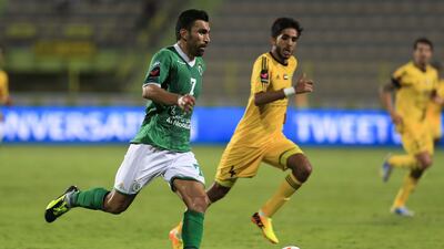 Haydarov Azizbek, No 7, of Al Shabab broke the deadlock in the Dubai derby on Saturday, scoring two late goals in a 3-1 defeat of Al Wasl. Hassan Alraisi / Al Ittihad