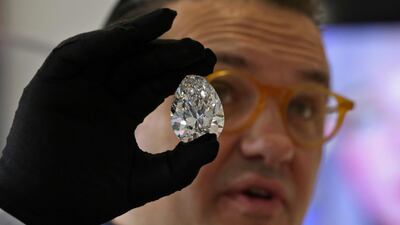The diamond is a 228.31-carat pear-shaped gem, which was mined and polished in South Africa more than 20 years ago.