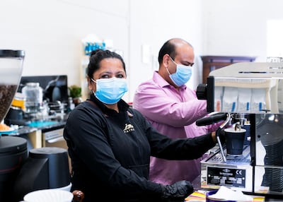 Nur Ayal works at Fairouz Coffee & Roastery with her husband Ram. Reem Mohammed / The National