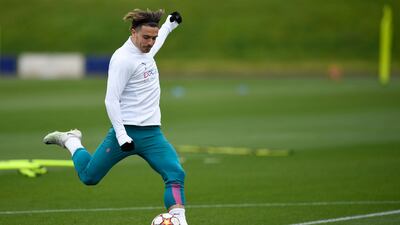 Manchester City's midfielder Jack Grealish takes part in a training session for the clash against Real Madrid. AFP