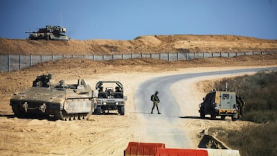 An Israeli border patrol investigates a suspected Hamas tunnelling site along the Gaza Strip. Reuters