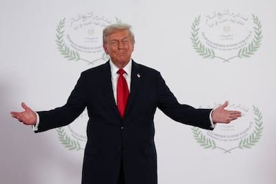 US President Donald Trump during last week's peace summit in Sharm El Sheikh, Egypt. AP