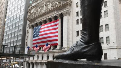 A view of the New York Stock Exchange is seen on Wall Street on March 23, 2020 in New York City. The S&P 500 is up nearly 30 per cent from its March trough following a raft of global stimulus and hopes that the spread of the virus was nearing a peak in the US. AFP