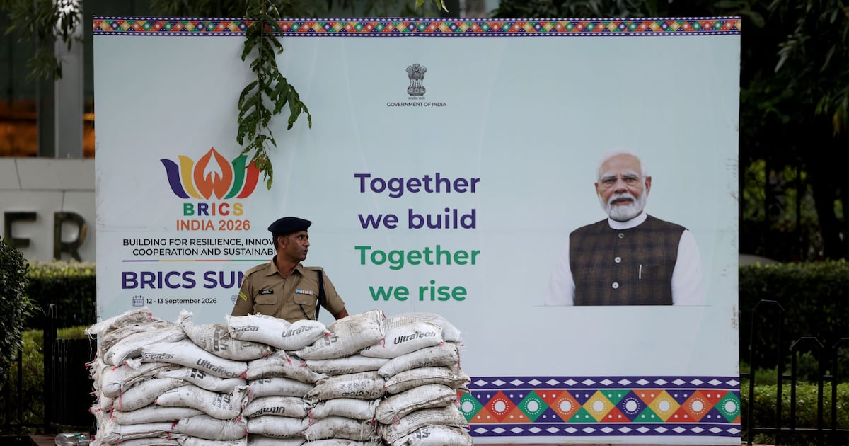 Photo: thenationalnews.com A Bric Summit advert in New Delhi. Reuters