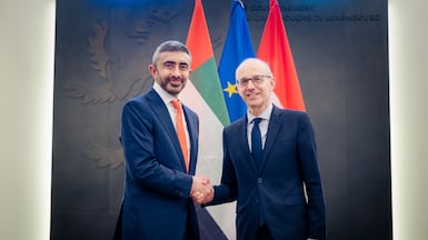 Sheikh Abdullah bin Zayed, Deputy Prime Minister and Minister of Foreign Affairs, with Luc Frieden, Prime Minister of Luxembourg. Wam