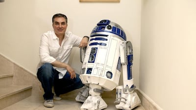 Omar Al Bahiti with his collection of Star Wars memorabilia at his home in the Jumeirah Village Triangle. Al Bahiti claims that his collection could be the largest in the Middle East, and possibly the largest outside of the US and Europe. Christopher Pike / The National