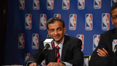 Vivek Ranadive at his introduction as a principle partner in the Kings' ownership group in April. Jesse D Garrabrant / NBAE / Getty Images