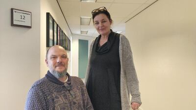 Lars Holstein (L) and Jeanett Amonsen work for social enterprise at Huset Venture. Reuters