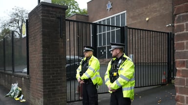 Police outside Heaton Park synagogue in Manchester after it was attacked in October 2025. Getty Images