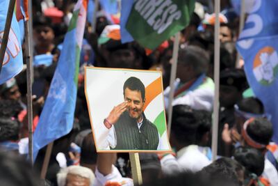 Supporters turn out to see Congress president Rahul Gandhi in family stronghold Amethi. Jitendra Prakash for The National
