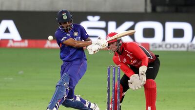 India opener KL Rahul plays a shot during his knock of 36.