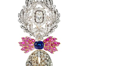 Sapphire, ruby and diamond Order of the Golden Fleece, Austria, and jewelled neck badge, circa 1825, estimated to sell for up to Dh1.5 million