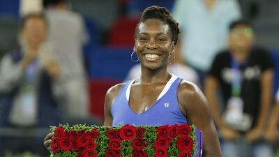 Venus Williams celebrates her 700th win in her career after defeating Julia Gorges at the WTA Wuhan Open on Tuesday in China. Zhong Zhi / Getty Images / September 29, 2015